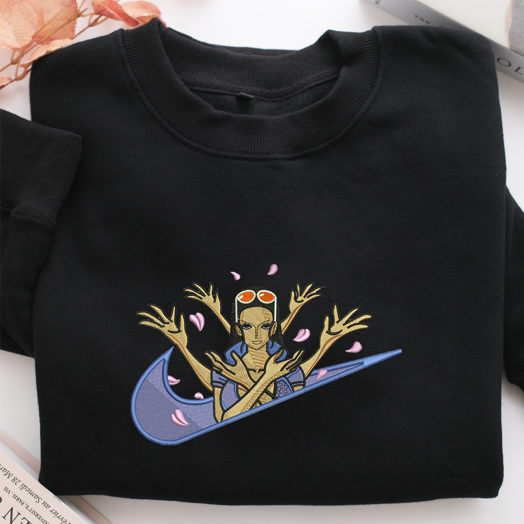 Nico Robin Swoosh Nike Embroidered Sweatshirt, Nike Movie Inspired, Valentine's Day Gifts Idea For Him Her