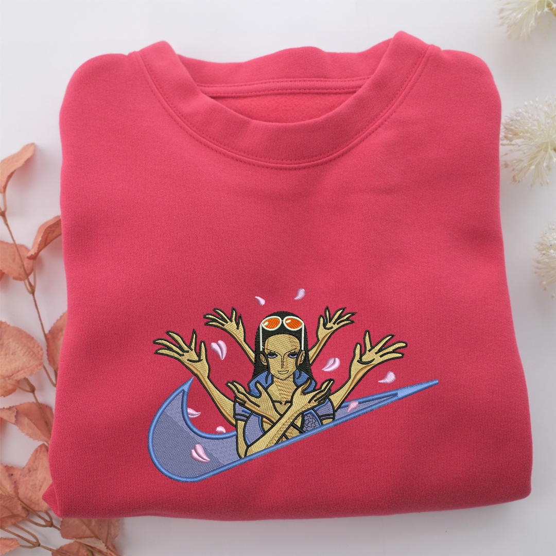 Nico Robin Swoosh Nike Embroidered Sweatshirt, Nike Movie Inspired, Valentine's Day Gifts Idea For Him Her
