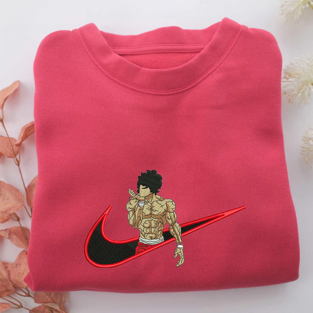 Baki Hanma Swoosh v2 Nike Embroidered Sweatshirt, Nike Movie Inspired, Valentine's Day Gifts Idea For Him Her