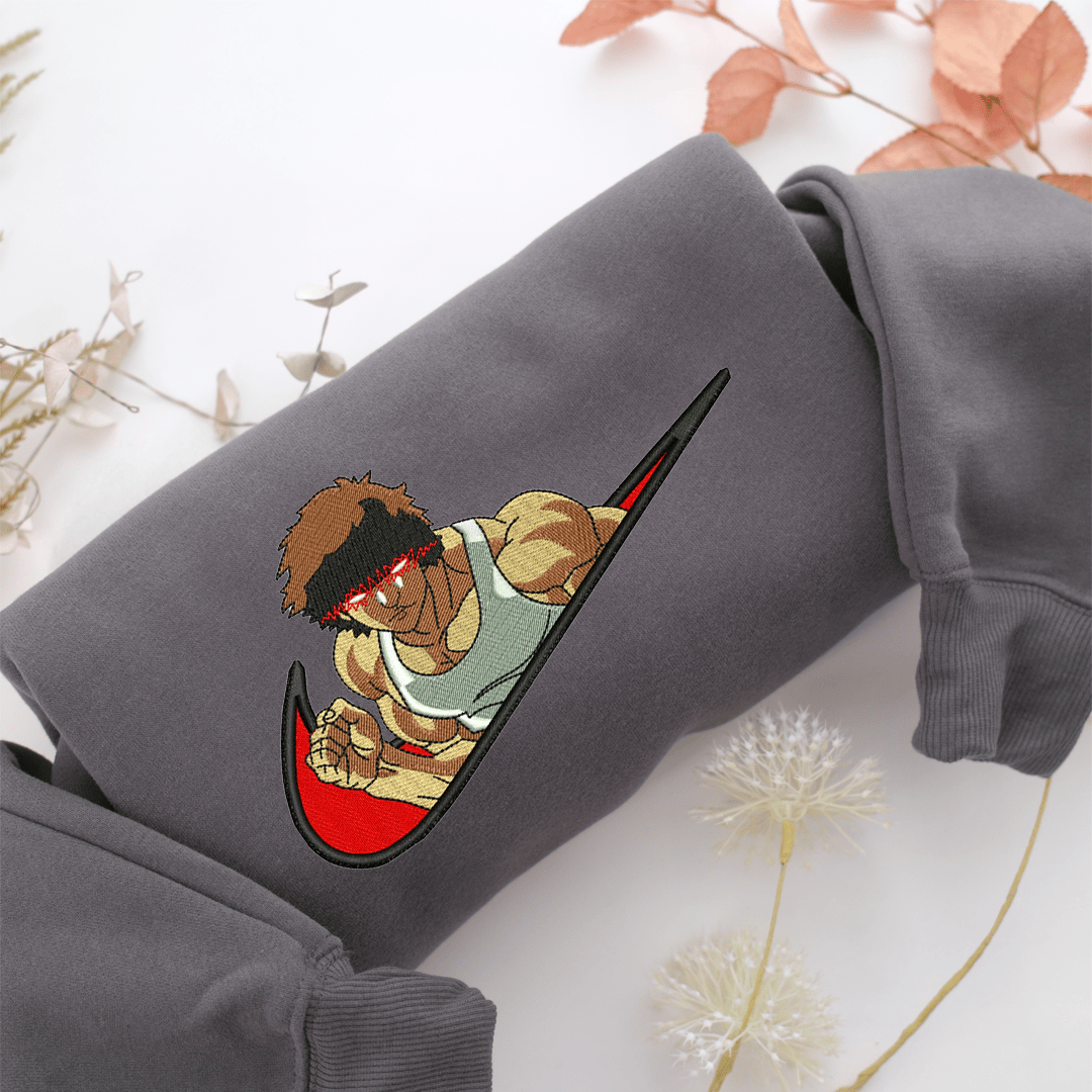 Baki Hanma Swoosh v1 Nike Embroidered Sweatshirt, Nike Movie Inspired, Valentine's Day Gifts Idea For Him Her