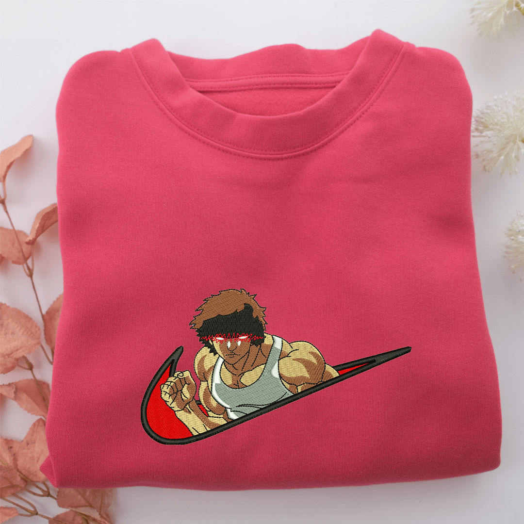 Baki Hanma Swoosh v1 Nike Embroidered Sweatshirt, Nike Movie Inspired, Valentine's Day Gifts Idea For Him Her