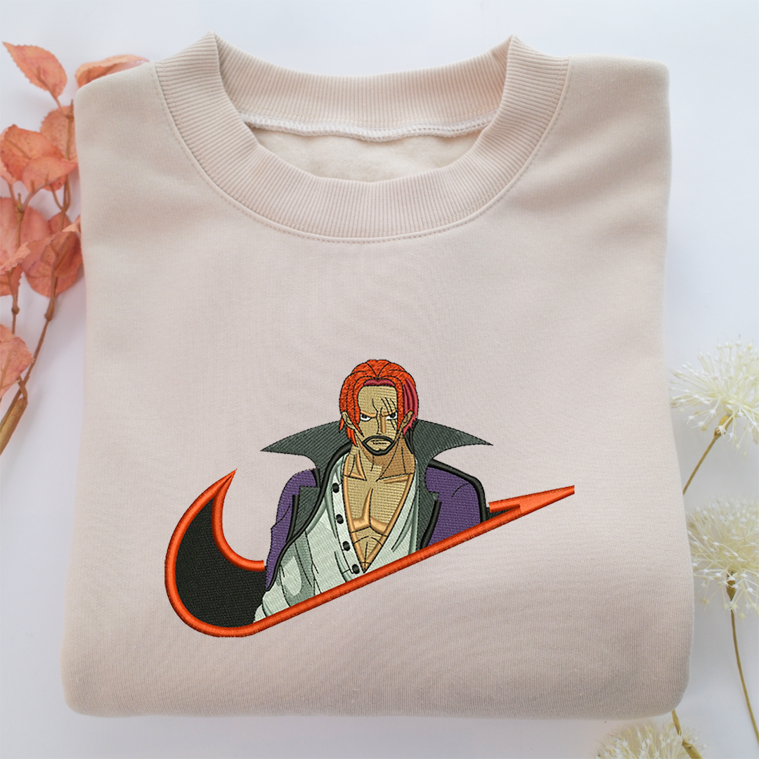 Akagami Shanks Swoosh Nike Embroidered Sweatshirt, Nike Movie Inspired, Valentine's Day Gifts Idea For Him Her