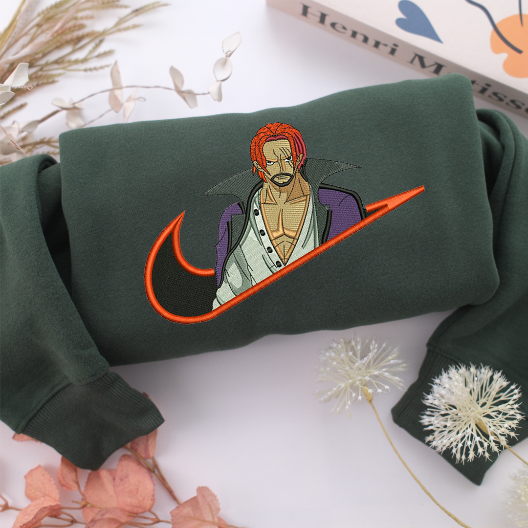 Akagami Shanks Swoosh Nike Embroidered Sweatshirt, Nike Movie Inspired, Valentine's Day Gifts Idea For Him Her