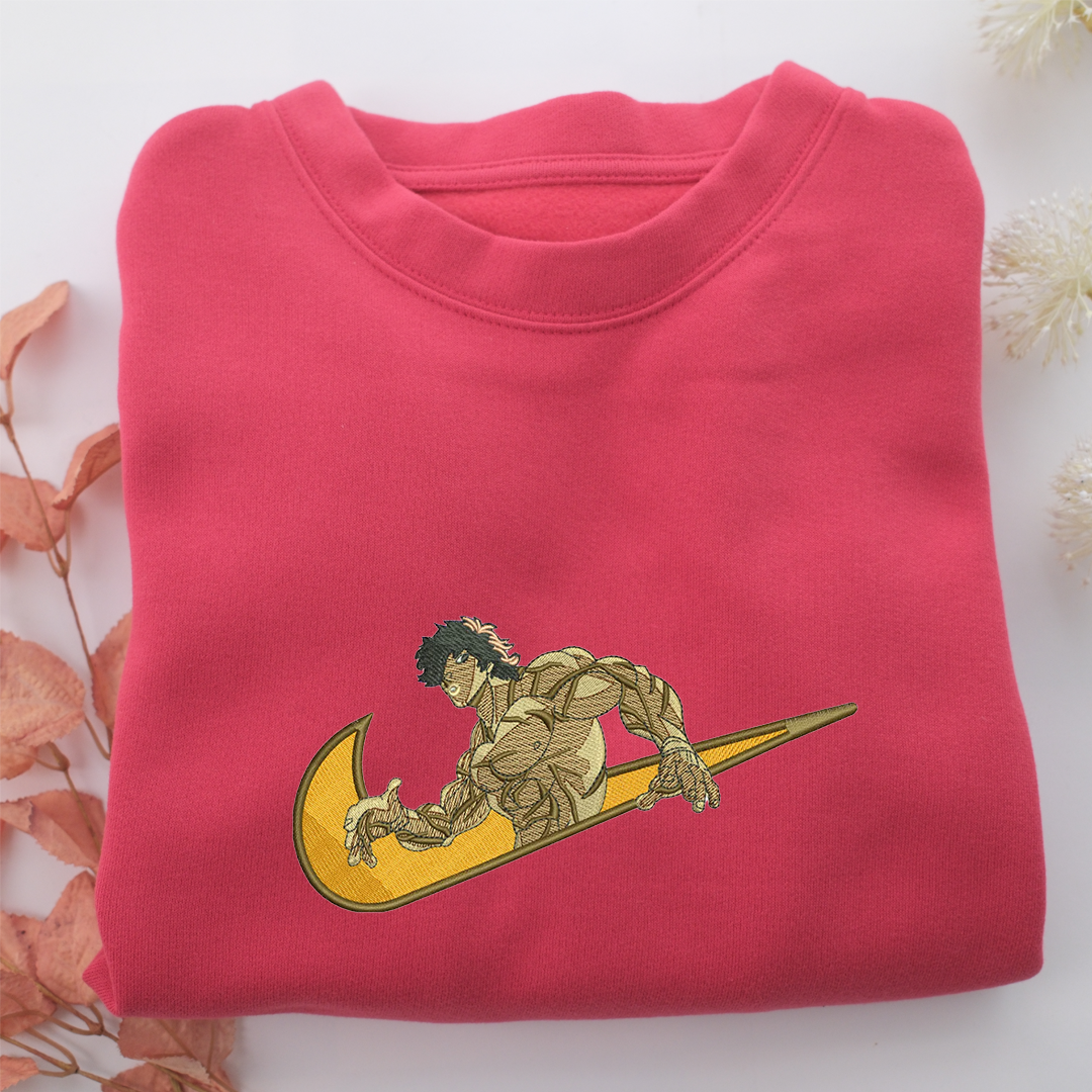 Baki Hanma Swoosh Nike Embroidered Sweatshirt, Nike Movie Inspired, Valentine's Day Gifts Idea For Him Her
