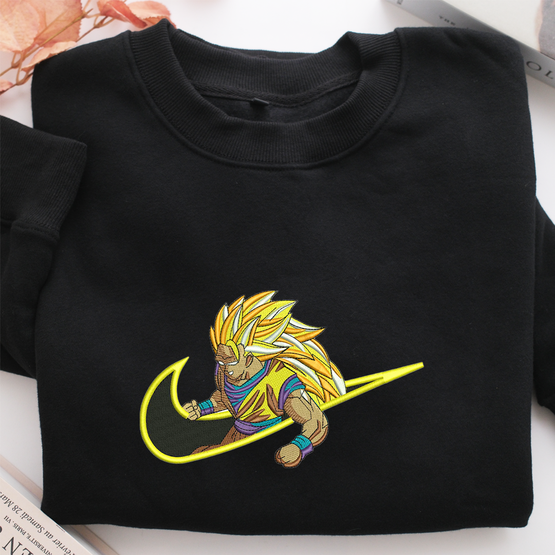 Angry Goku Swoosh Nike Embroidered Sweatshirt, Nike Movie Inspired, Valentine's Day Gifts Idea For Him Her