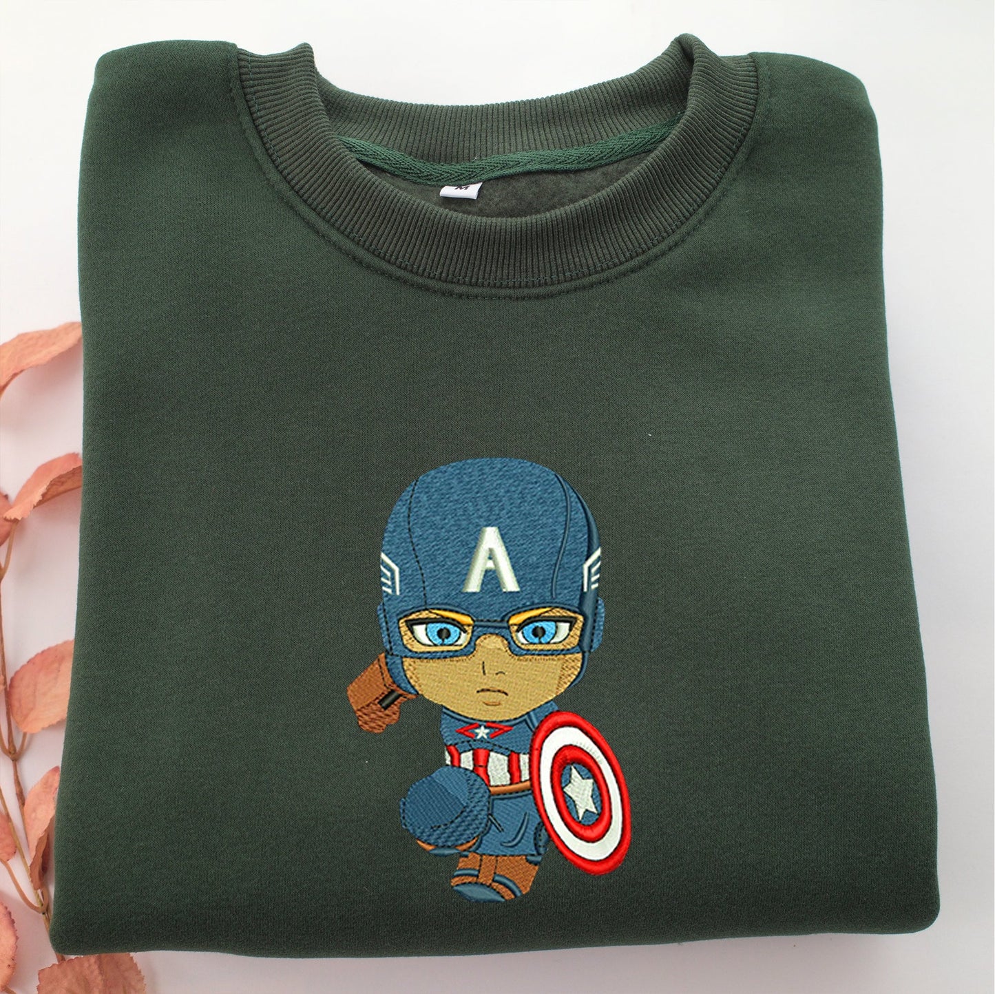 Chibi Captain America Embroidery, Disneyland Embroidered Sweatshirt, Movie Disney Inspired, Valentine's Day Gifts Idea For Him Her