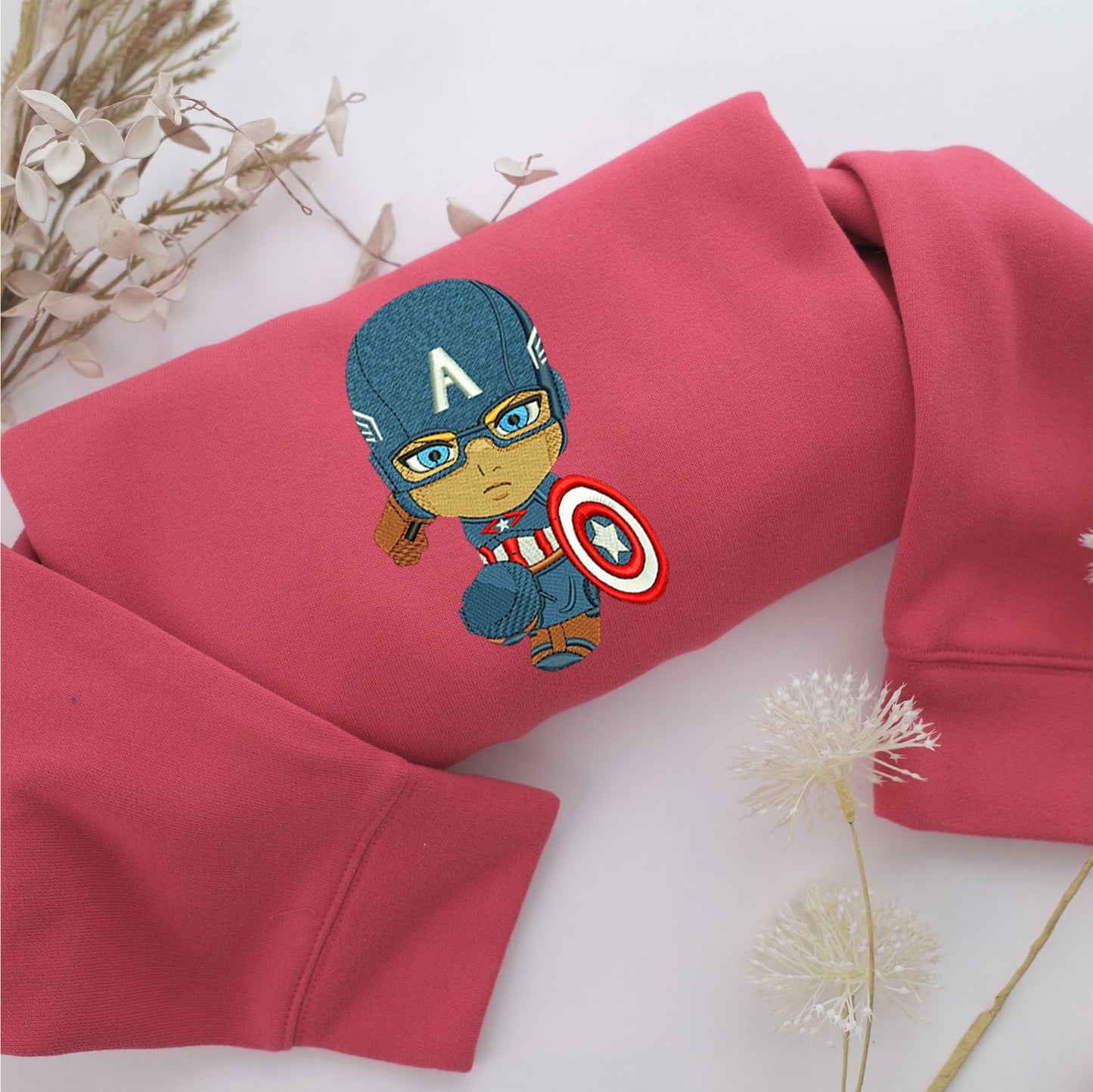 Chibi Captain America Embroidery, Disneyland Embroidered Sweatshirt, Movie Disney Inspired, Valentine's Day Gifts Idea For Him Her