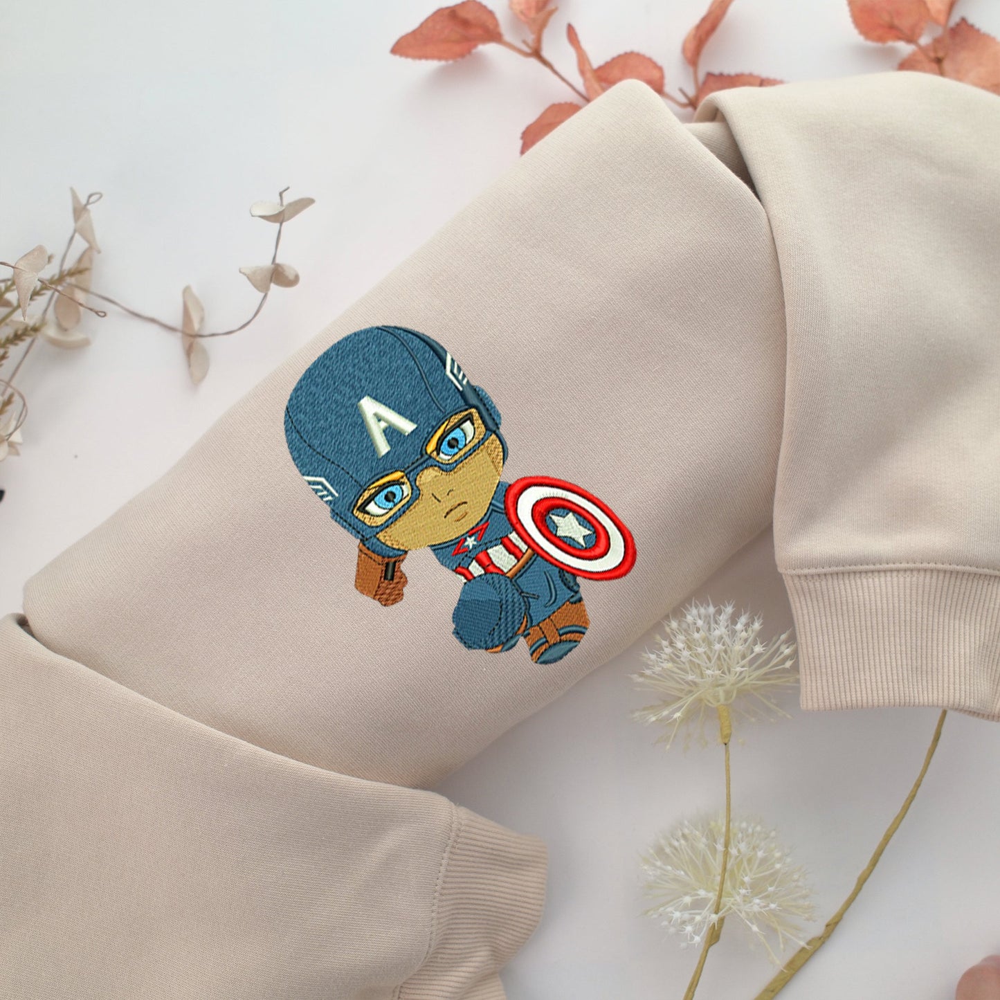 Chibi Captain America Embroidery, Disneyland Embroidered Sweatshirt, Movie Disney Inspired, Valentine's Day Gifts Idea For Him Her