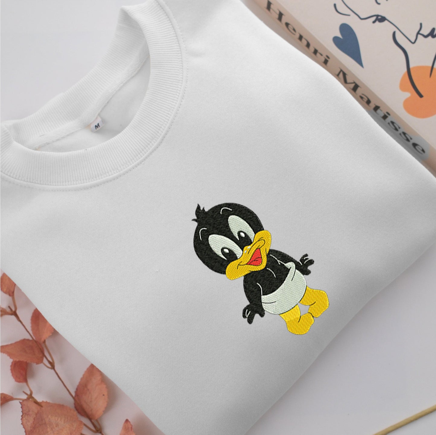 Chibi Daffy Duck Embroidery, Disneyland Embroidered Sweatshirt, Movie Disney Inspired, Valentine's Day Gifts Idea For Him Her