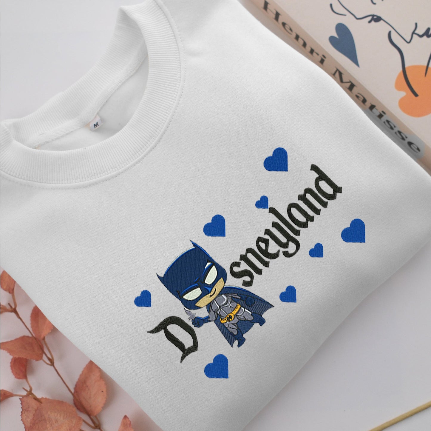 Chibi Batman Disneyland Embroidery, Disneyland Embroidered Sweatshirt, Movie Disney Inspired, Valentine's Day Gifts Idea For Him Her