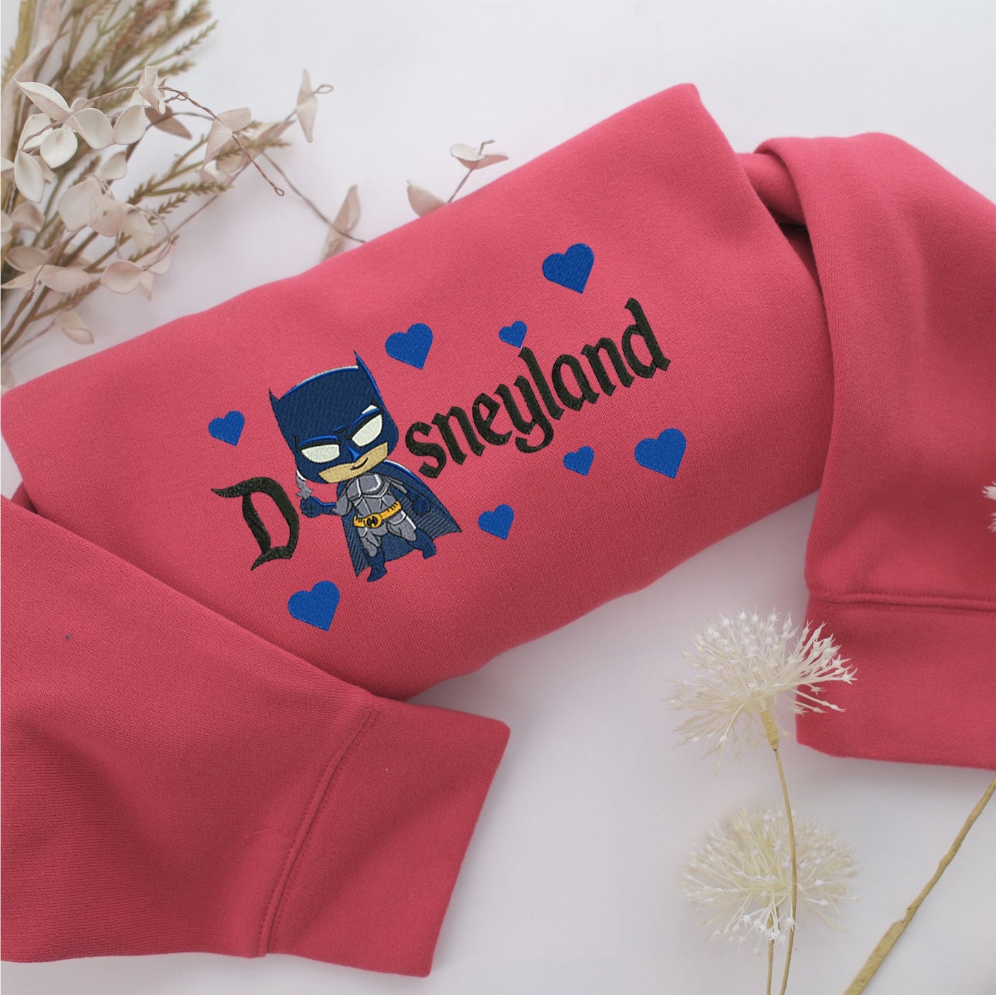 Chibi Batman Disneyland Embroidery, Disneyland Embroidered Sweatshirt, Movie Disney Inspired, Valentine's Day Gifts Idea For Him Her