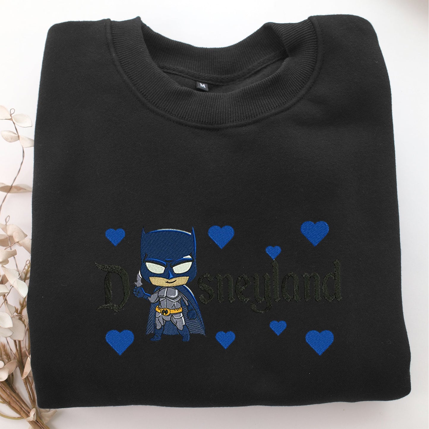 Chibi Batman Disneyland Embroidery, Disneyland Embroidered Sweatshirt, Movie Disney Inspired, Valentine's Day Gifts Idea For Him Her