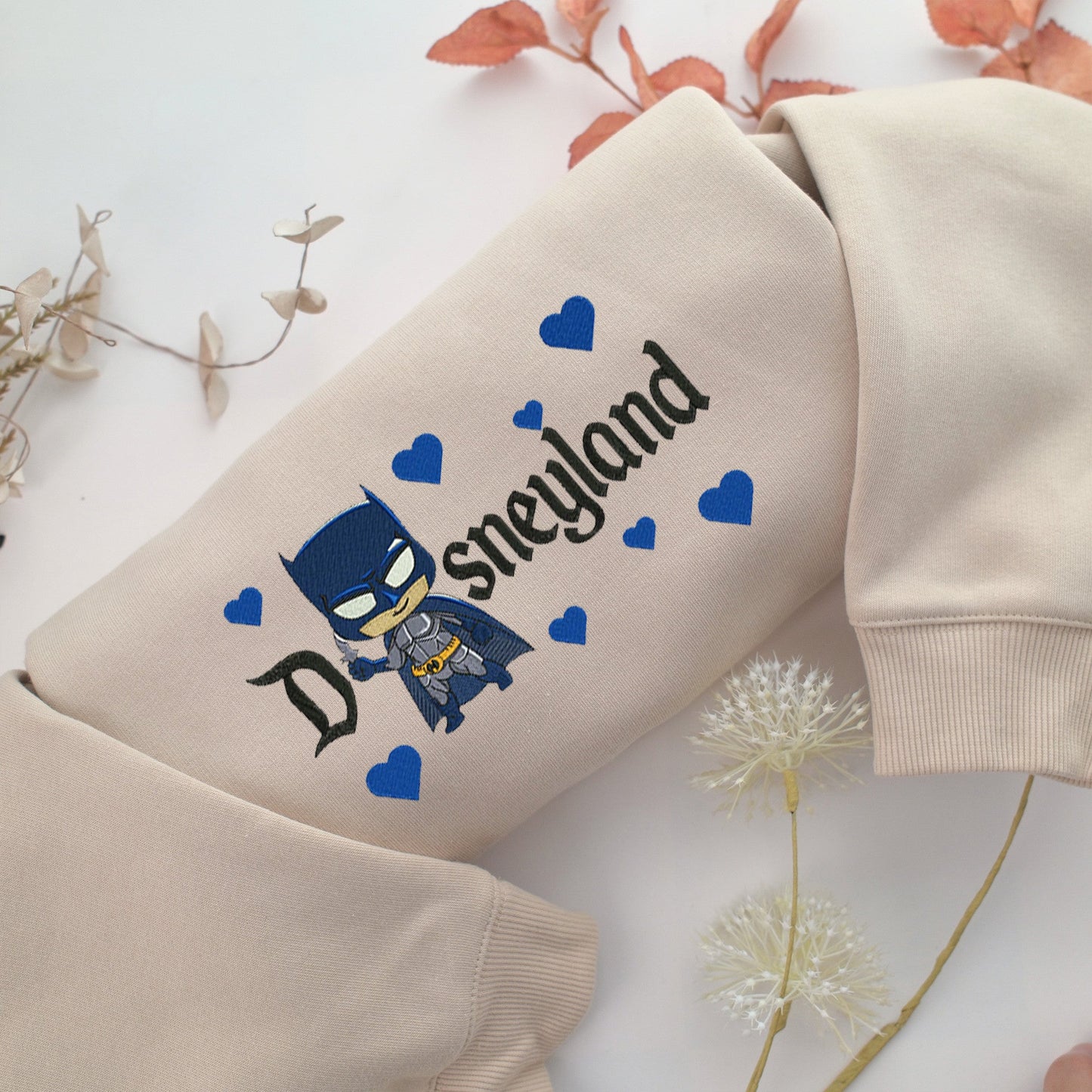 Chibi Batman Disneyland Embroidery, Disneyland Embroidered Sweatshirt, Movie Disney Inspired, Valentine's Day Gifts Idea For Him Her