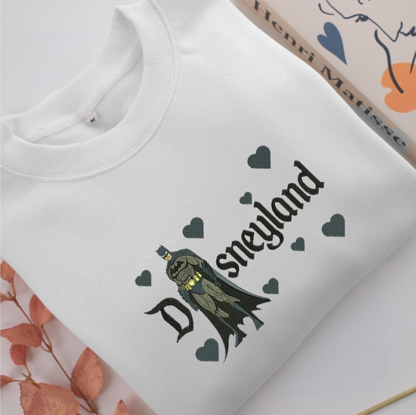 Batman Disneyland Embroidery, Disneyland Embroidered Sweatshirt, Movie Disney Inspired, Valentine's Day Gifts Idea For Him Her