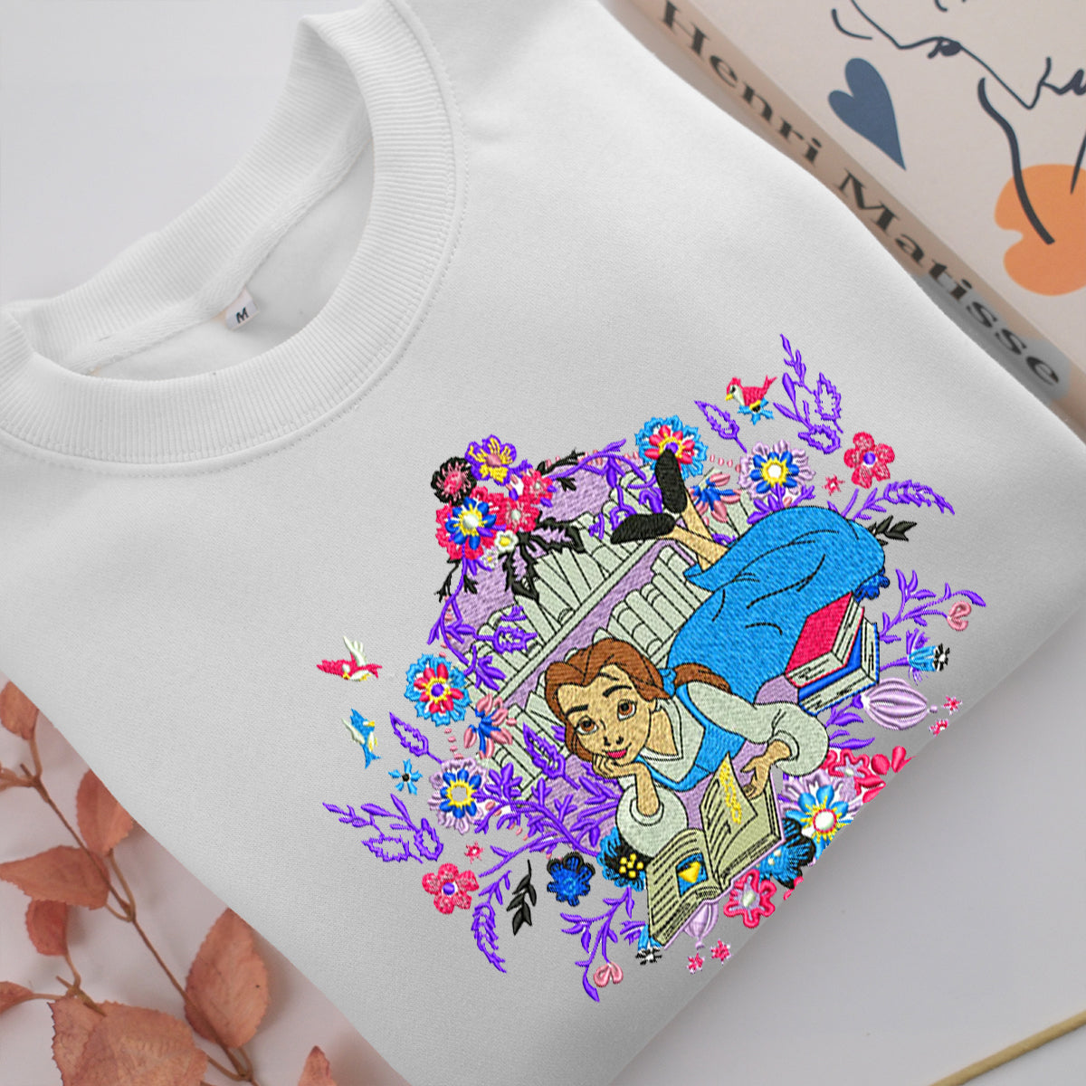 Belle Embroidery, Disneyland Embroidered Sweatshirt, Movie Disney Inspired, Valentine's Day Gifts Idea For Him Her