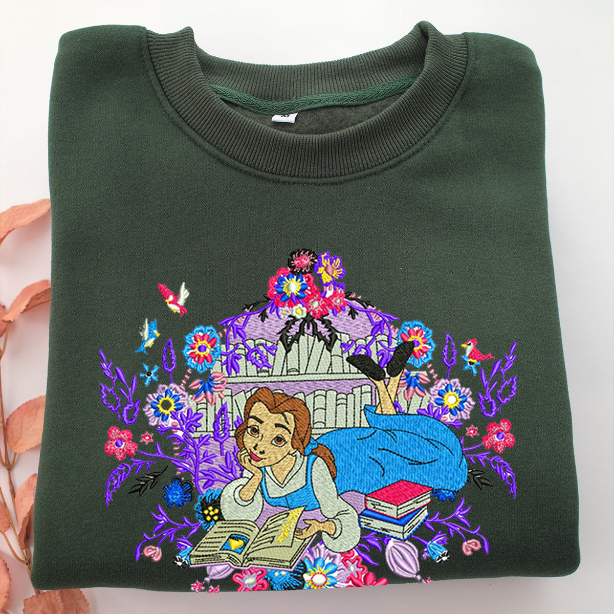 Belle Embroidery, Disneyland Embroidered Sweatshirt, Movie Disney Inspired, Valentine's Day Gifts Idea For Him Her
