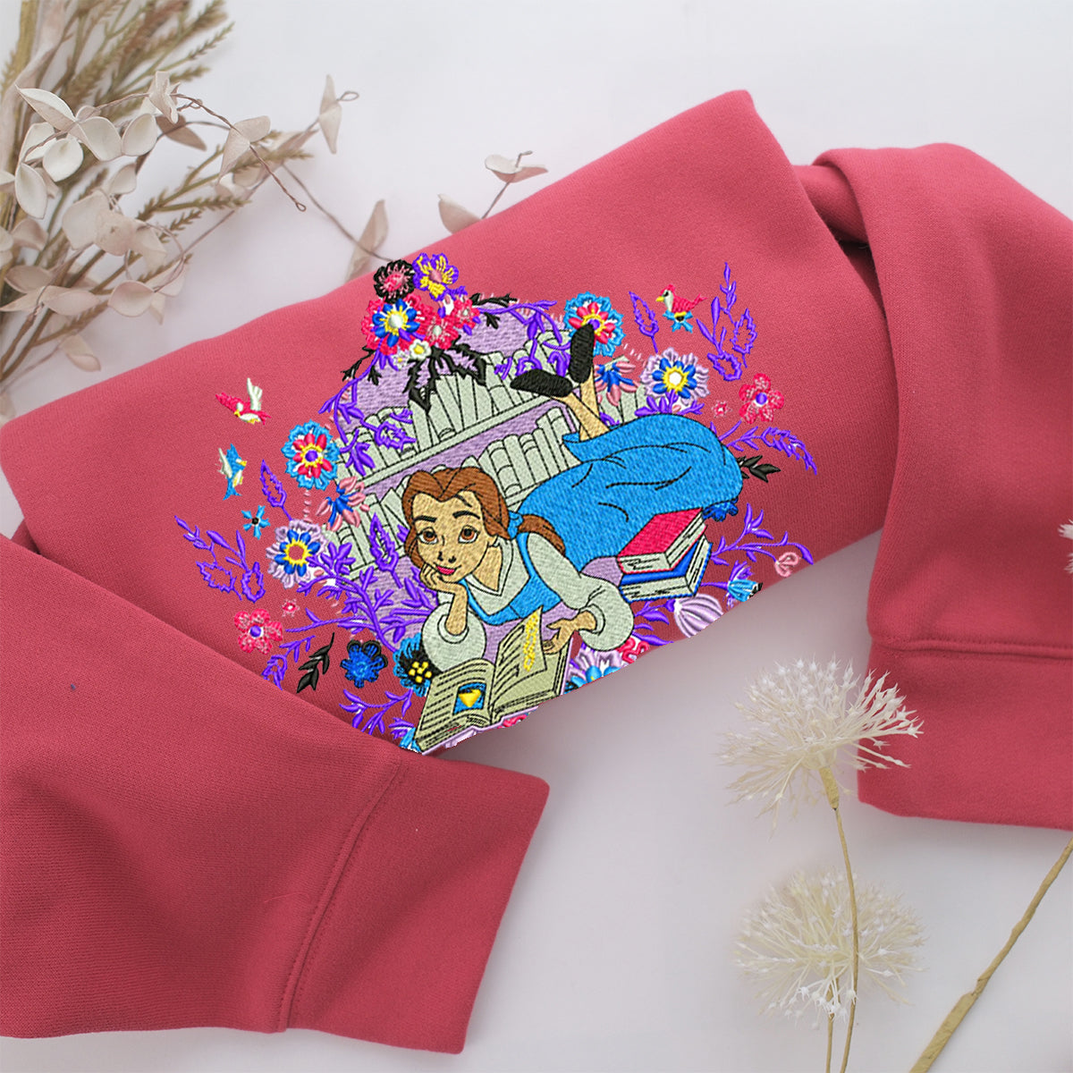 Belle Embroidery, Disneyland Embroidered Sweatshirt, Movie Disney Inspired, Valentine's Day Gifts Idea For Him Her
