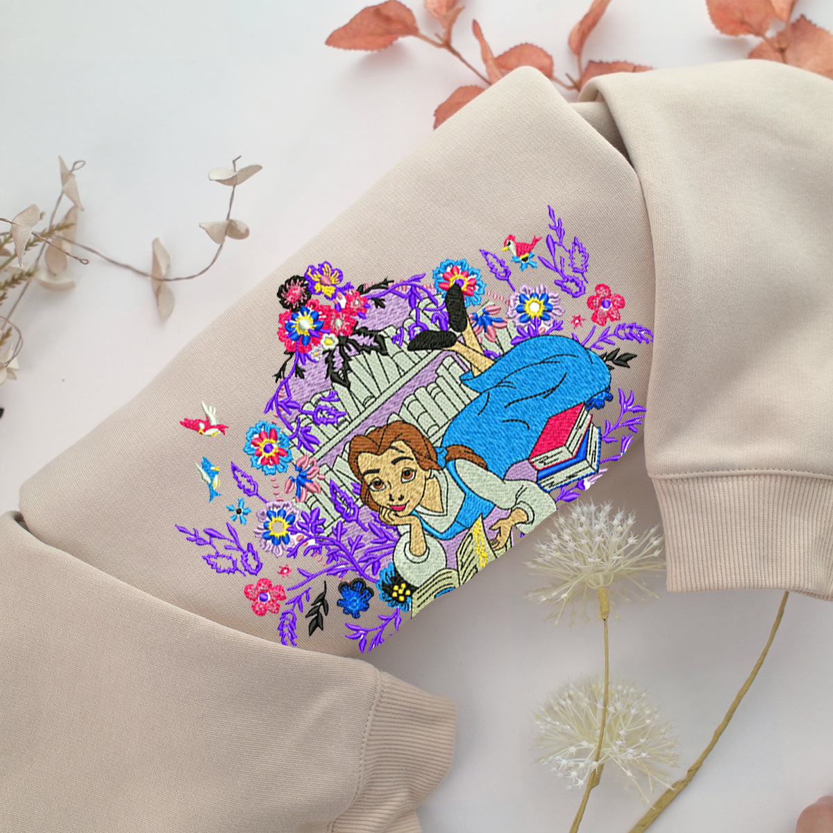Belle Embroidery, Disneyland Embroidered Sweatshirt, Movie Disney Inspired, Valentine's Day Gifts Idea For Him Her