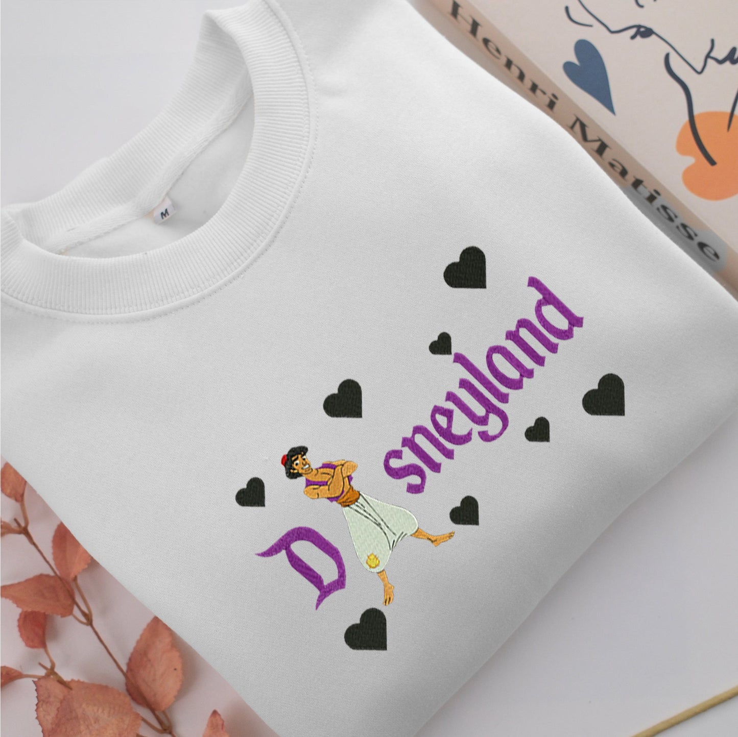 Aladdin Disneyland Embroidery, Disneyland Embroidered Sweatshirt, Movie Disney Inspired, Valentine's Day Gifts Idea For Him Her