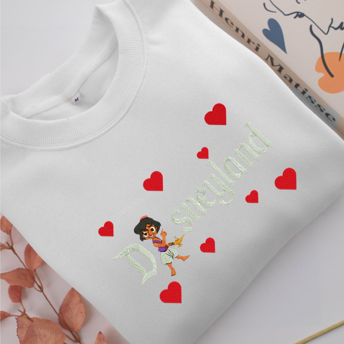 Chibi Aladdin Disneyland Embroidery, Disneyland Embroidered Sweatshirt, Movie Disney Inspired, Valentine's Day Gifts Idea For Him Her