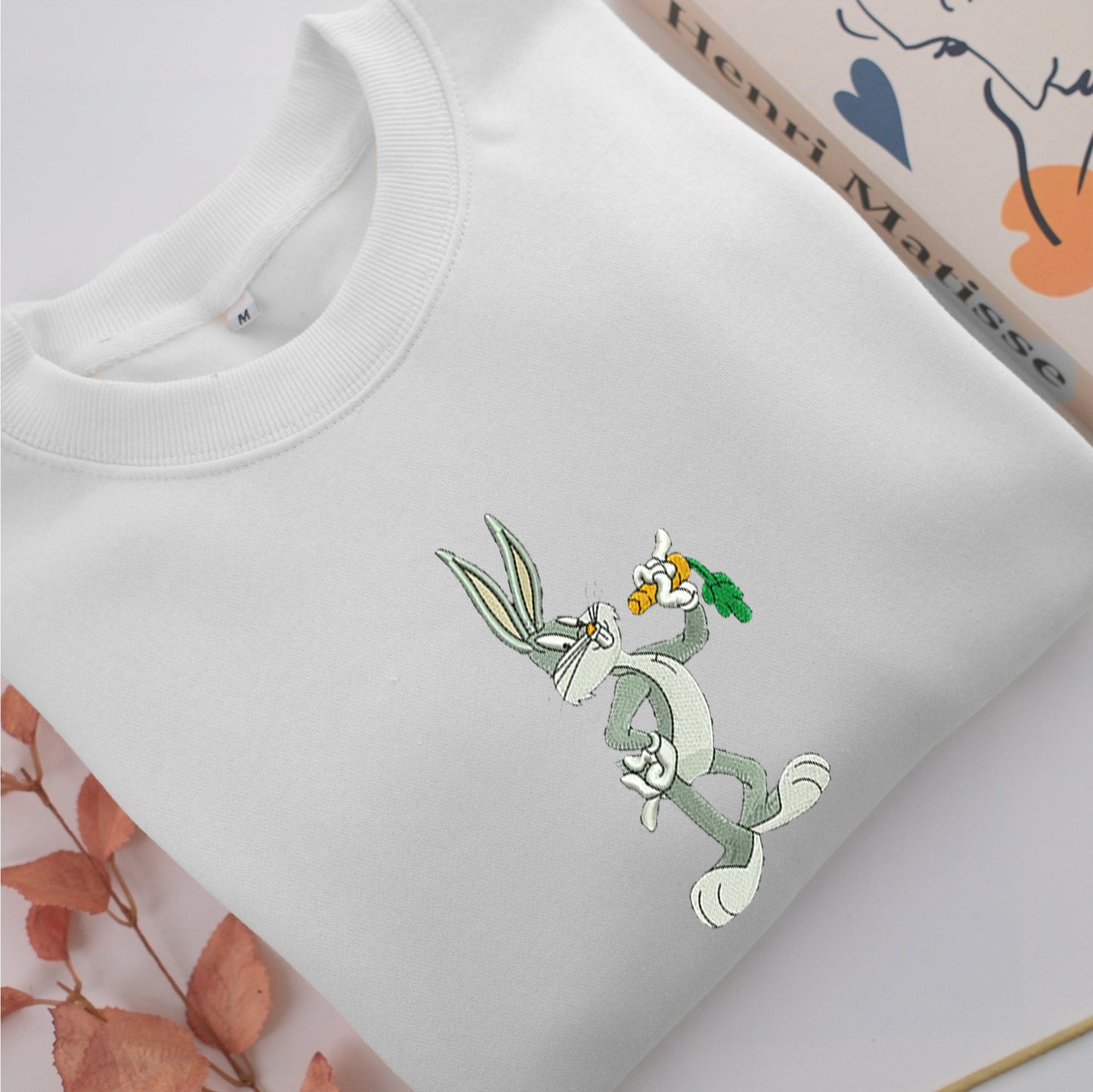 Bugs Bunny Embroidery, Disneyland Embroidered Sweatshirt, Movie Disney Inspired, Valentine's Day Gifts Idea For Him Her
