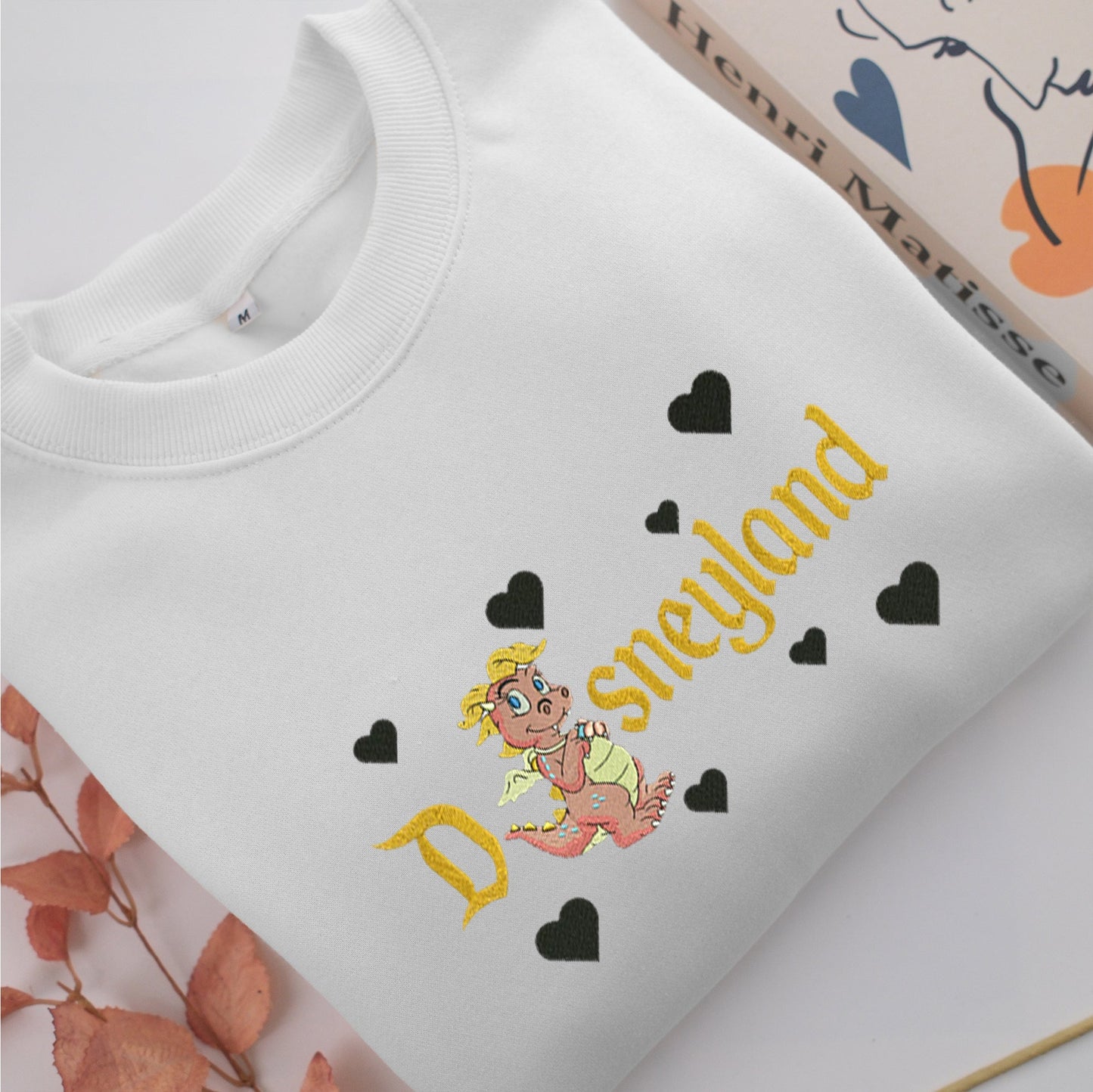 Cassie Dragon Disneyland Tales Embroidery, Disneyland Embroidered Sweatshirt, Movie Disney Inspired, Valentine's Day Gifts Idea For Him Her