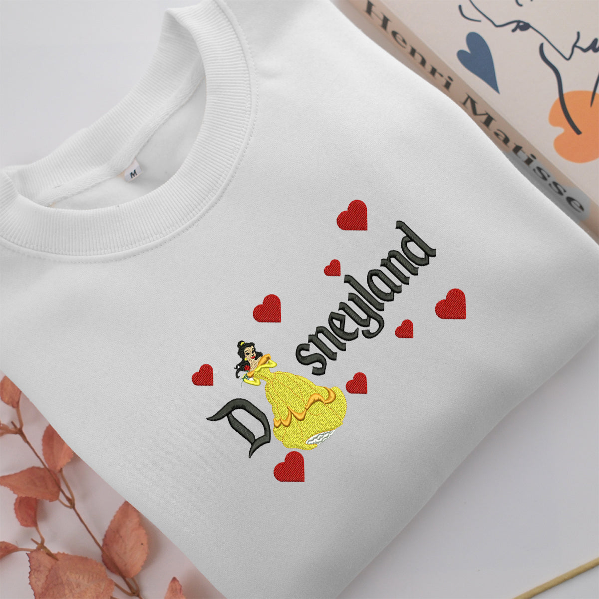 Belle v1 Disneyland Embroidery, Disneyland Embroidered Sweatshirt, Movie Disney Inspired, Valentine's Day Gifts Idea For Him Her