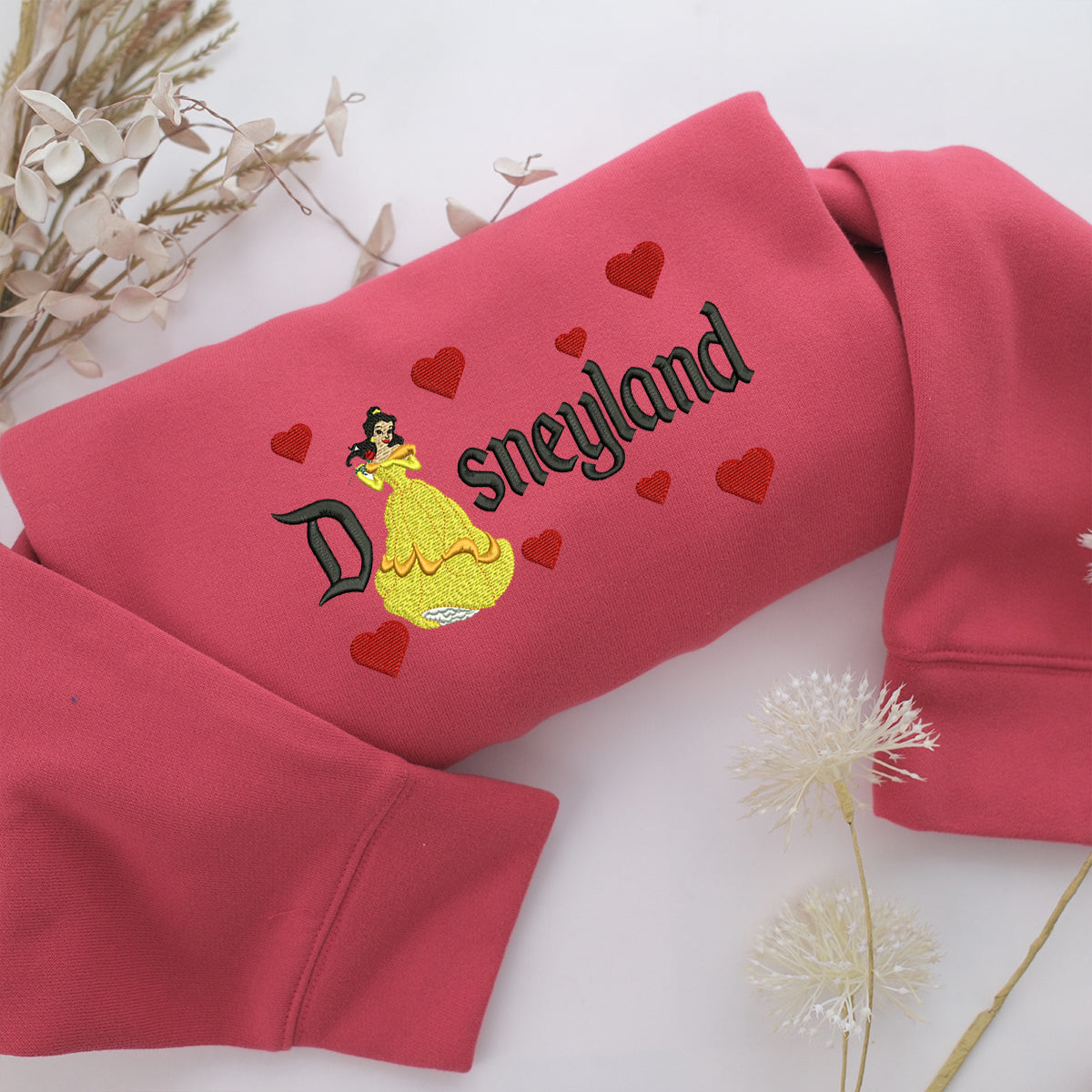 Belle v1 Disneyland Embroidery, Disneyland Embroidered Sweatshirt, Movie Disney Inspired, Valentine's Day Gifts Idea For Him Her