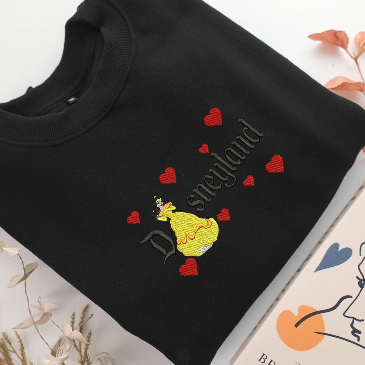 Belle v1 Disneyland Embroidery, Disneyland Embroidered Sweatshirt, Movie Disney Inspired, Valentine's Day Gifts Idea For Him Her