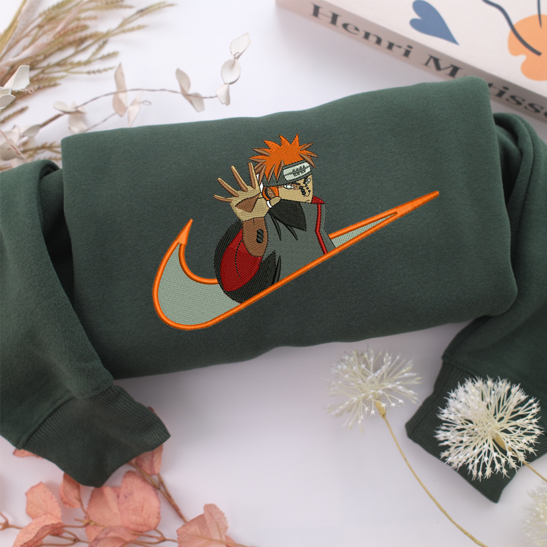 Yahiko Pain Swoosh Nike Embroidered Sweatshirt, Nike Movie Inspired, Valentine's Day Gifts Idea For Him Her