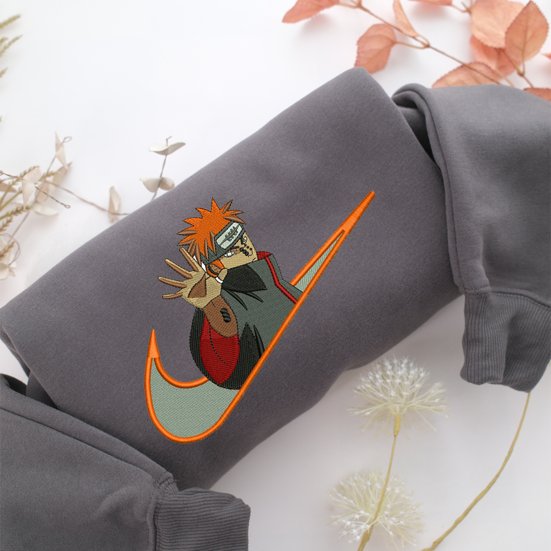 Yahiko Pain Swoosh Nike Embroidered Sweatshirt, Nike Movie Inspired, Valentine's Day Gifts Idea For Him Her