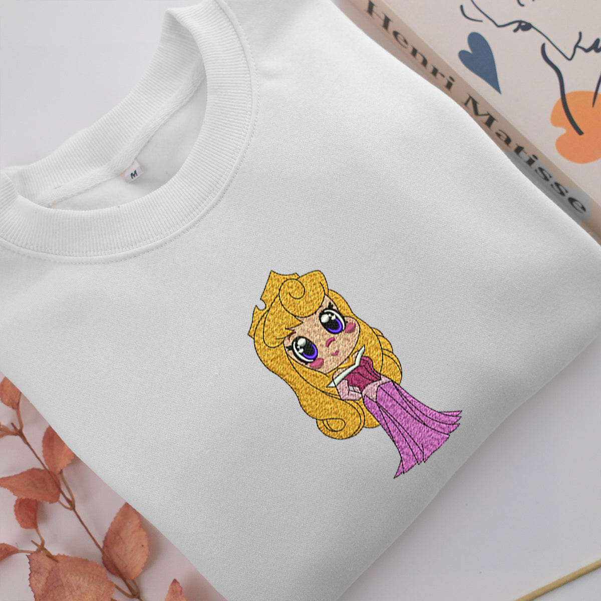 Chibi Aurora Embroidery, Disneyland Embroidered Sweatshirt, Movie Disney Inspired, Valentine's Day Gifts Idea For Him Her