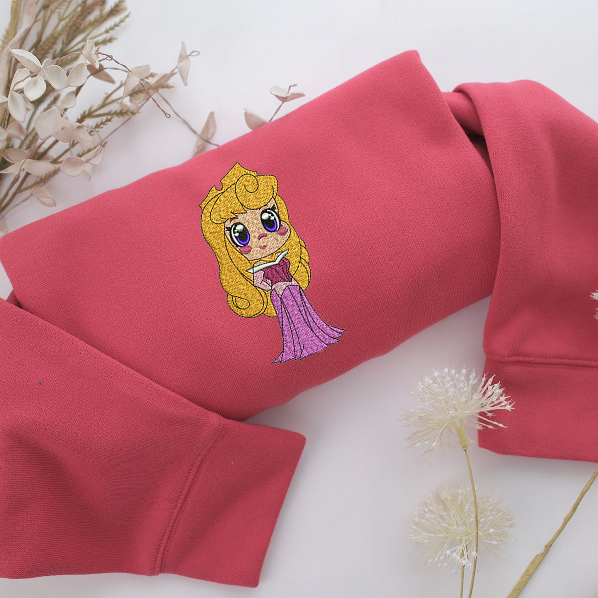 Chibi Aurora Embroidery, Disneyland Embroidered Sweatshirt, Movie Disney Inspired, Valentine's Day Gifts Idea For Him Her