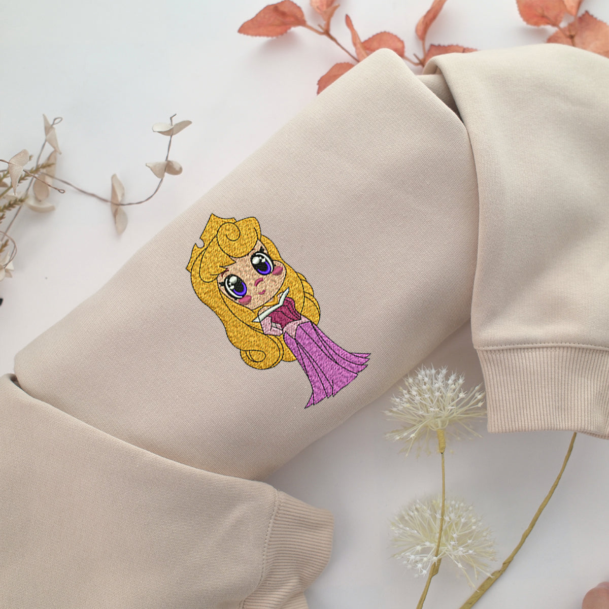 Chibi Aurora Embroidery, Disneyland Embroidered Sweatshirt, Movie Disney Inspired, Valentine's Day Gifts Idea For Him Her