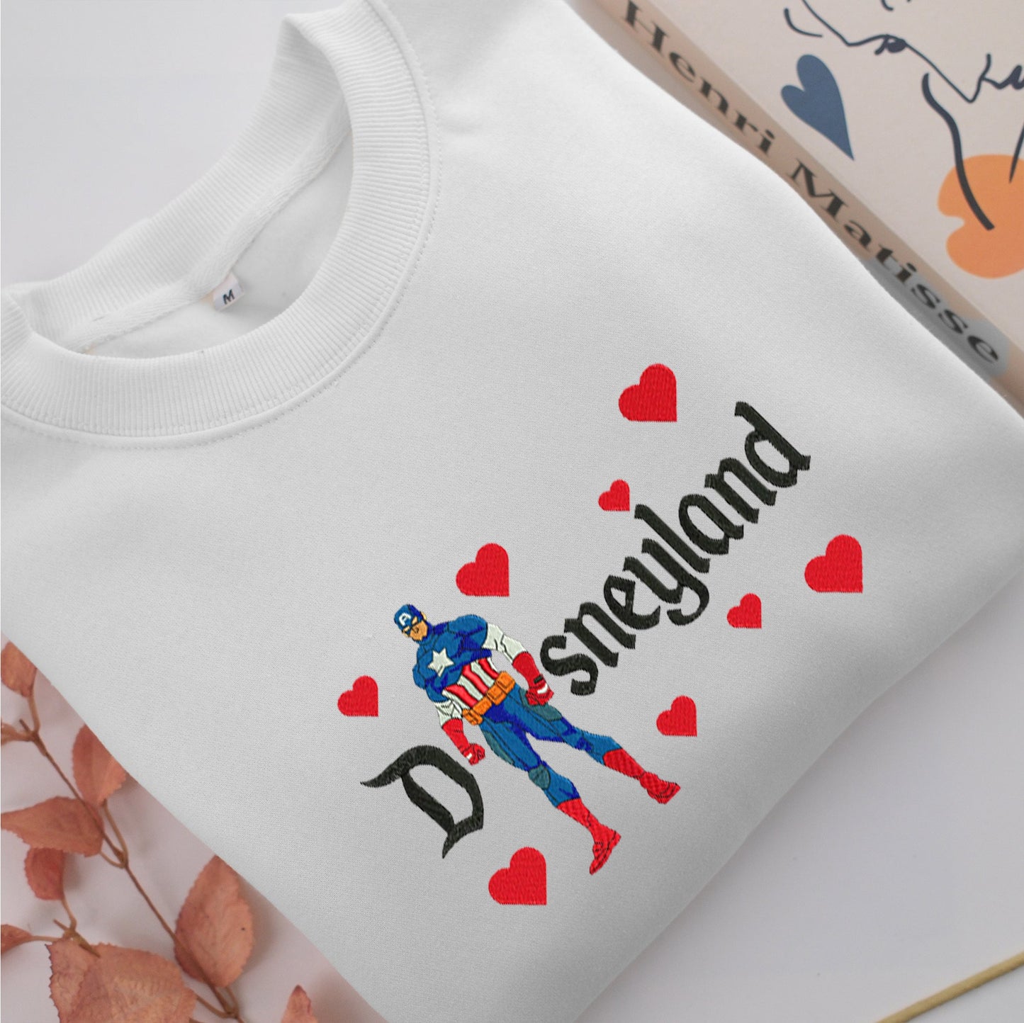 Captain America Disneyland Embroidery, Disneyland Embroidered Sweatshirt, Movie Disney Inspired, Valentine's Day Gifts Idea For Him Her