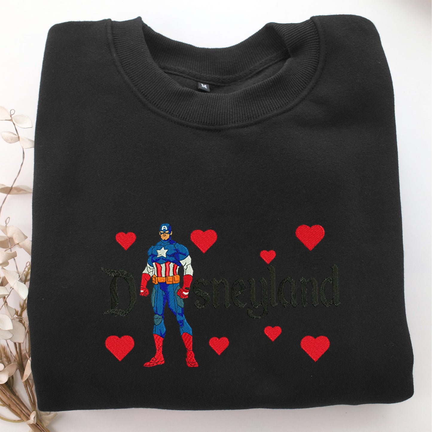 Captain America Disneyland Embroidery, Disneyland Embroidered Sweatshirt, Movie Disney Inspired, Valentine's Day Gifts Idea For Him Her