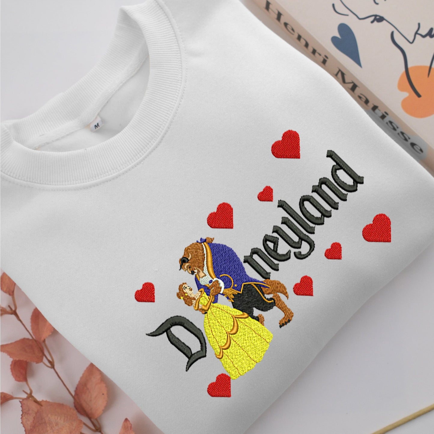 Beauty and The Beast Disneyland Embroidery, Disneyland Embroidered Sweatshirt, Movie Disney Inspired, Valentine's Day Gifts Idea For Him Her