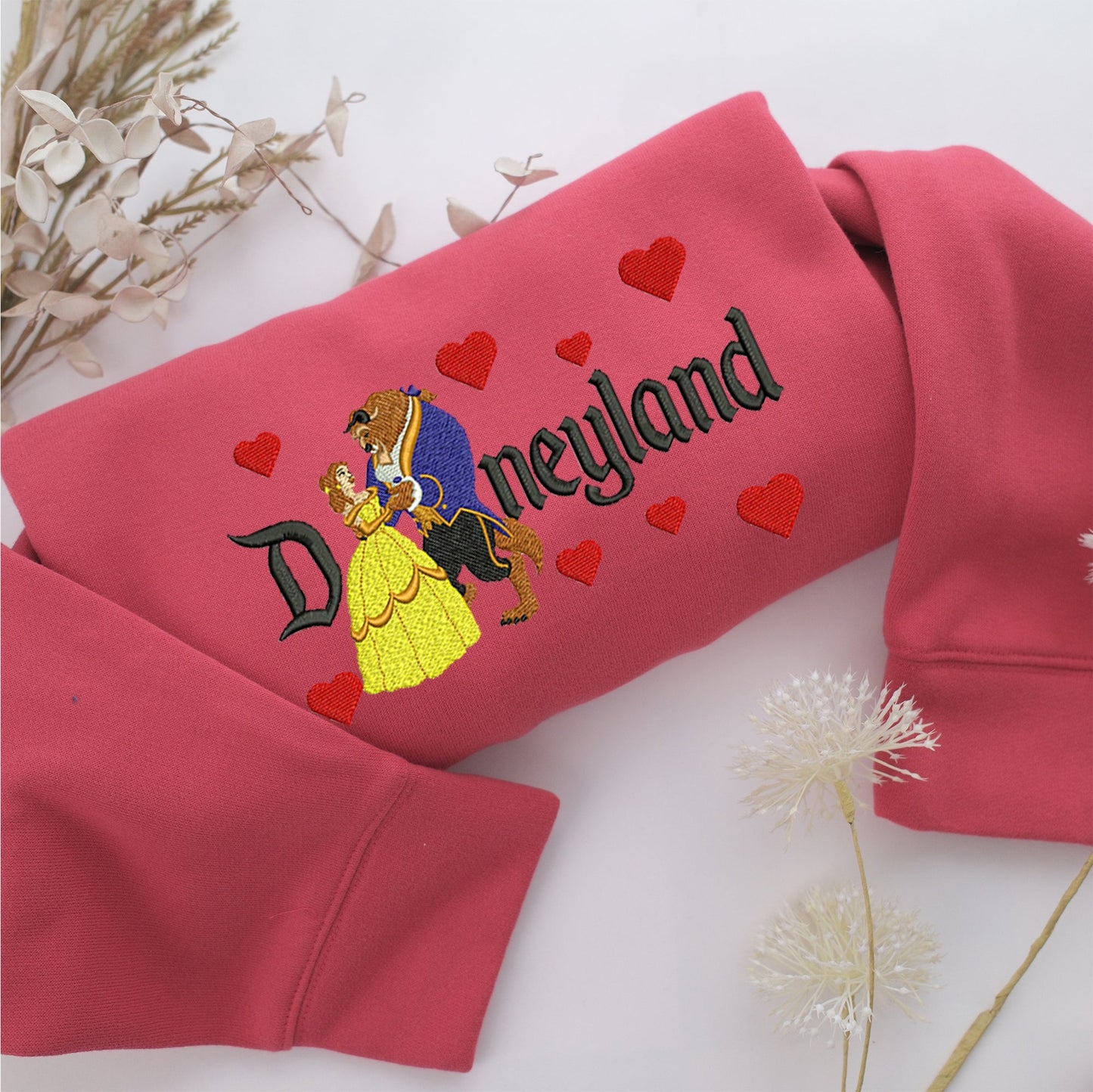 Beauty and The Beast Disneyland Embroidery, Disneyland Embroidered Sweatshirt, Movie Disney Inspired, Valentine's Day Gifts Idea For Him Her