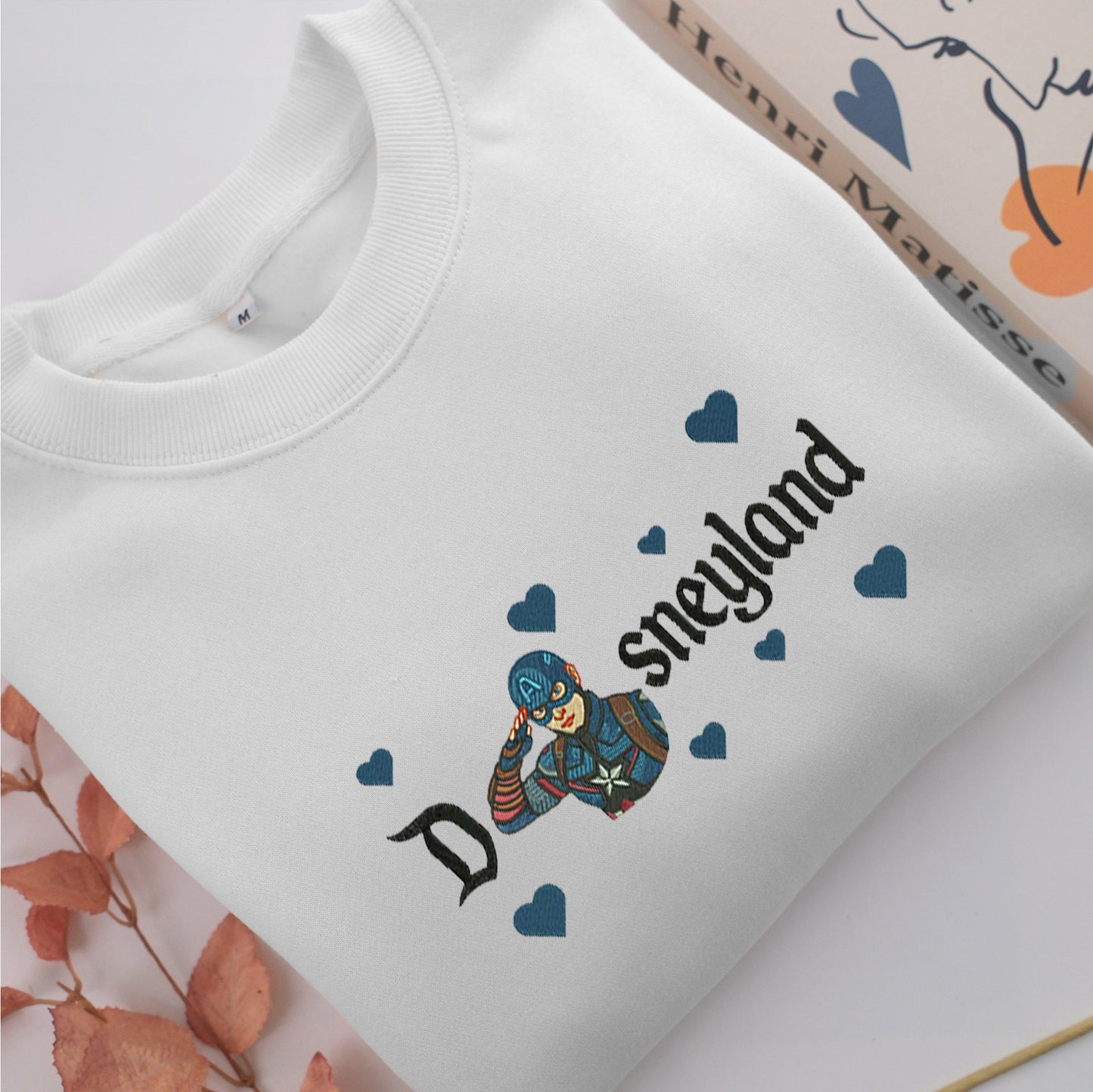 Captain America Half Disney Embroidery, Disneyland Embroidered Sweatshirt, Movie Disney Inspired, Valentine's Day Gifts Idea For Him Her