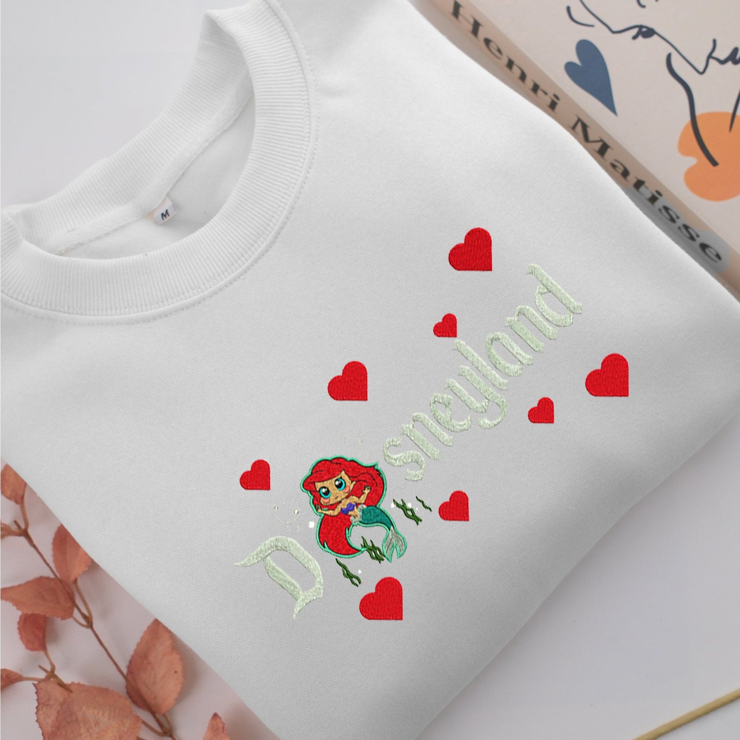Chibi Ariel Disneyland Embroidery, Disneyland Embroidered Sweatshirt, Movie Disney Inspired, Valentine's Day Gifts Idea For Him Her
