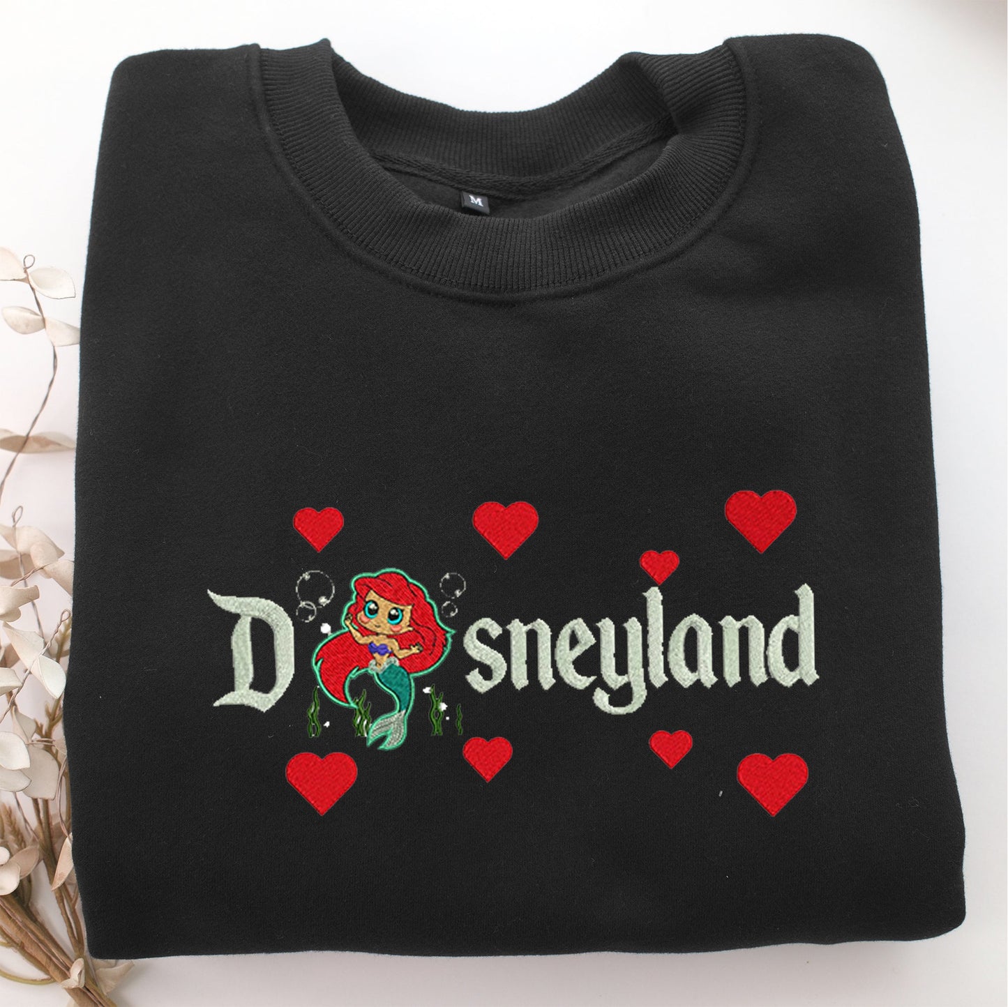 Chibi Ariel Disneyland Embroidery, Disneyland Embroidered Sweatshirt, Movie Disney Inspired, Valentine's Day Gifts Idea For Him Her