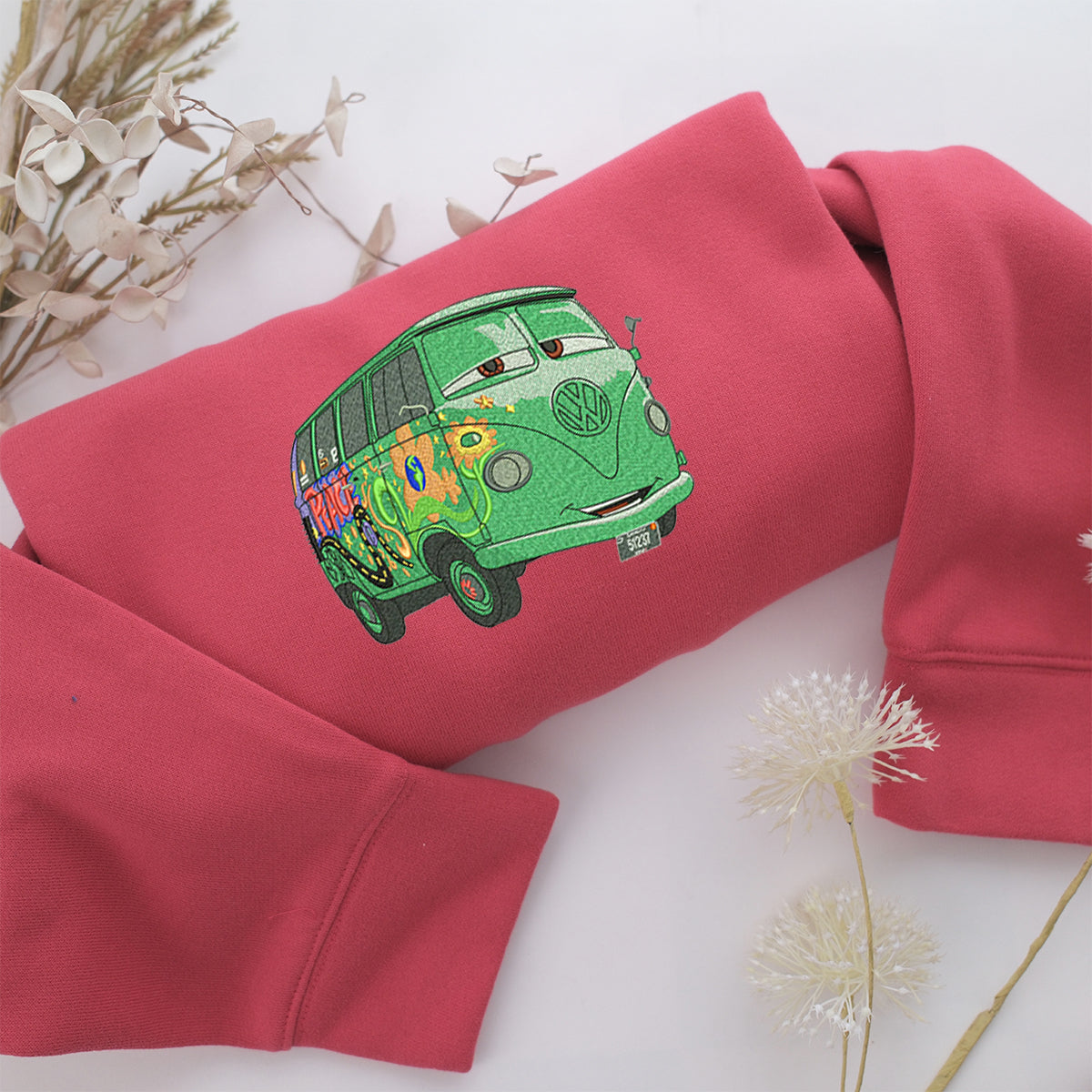 Cars Fillmore Embroidery, Disneyland Embroidered Sweatshirt, Movie Disney Inspired, Valentine's Day Gifts Idea For Him Her