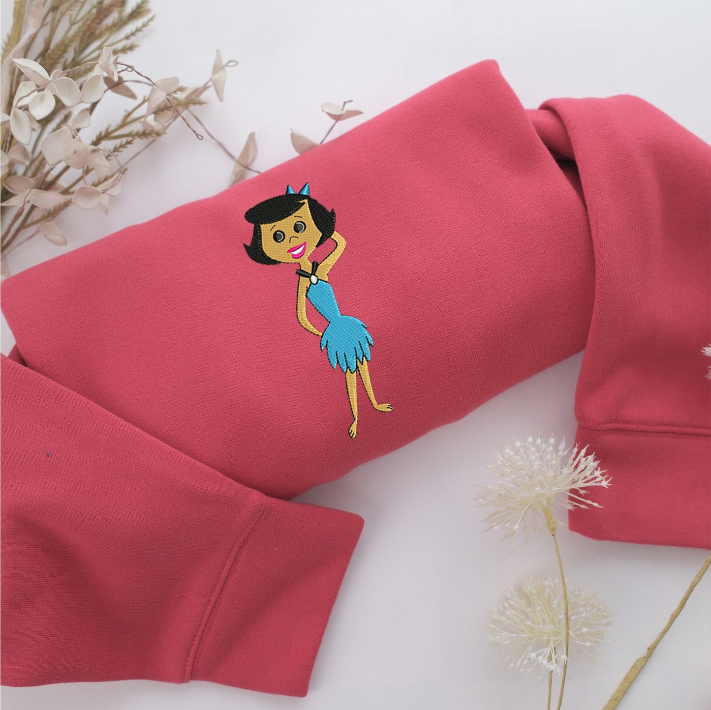 Betty Rubble Embroidery, Disneyland Embroidered Sweatshirt, Movie Disney Inspired, Valentine's Day Gifts Idea For Him Her