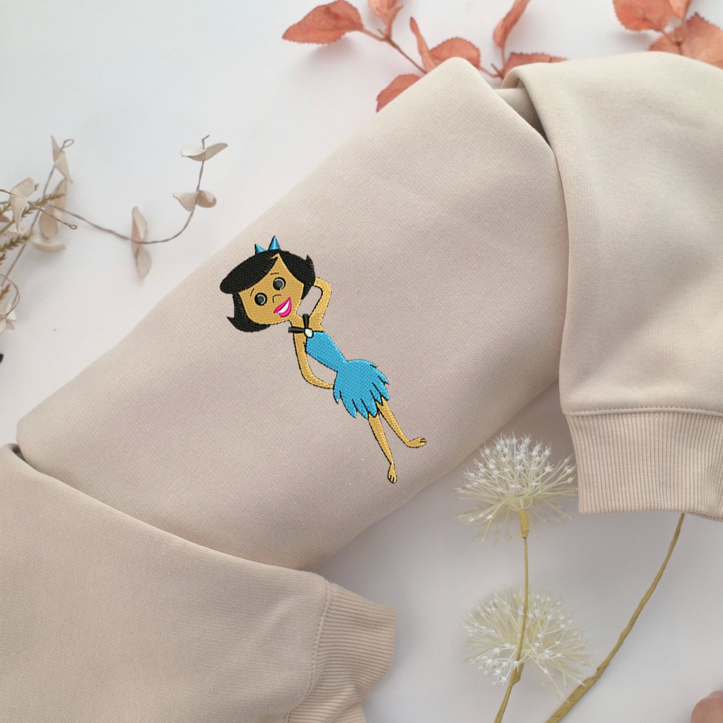 Betty Rubble Embroidery, Disneyland Embroidered Sweatshirt, Movie Disney Inspired, Valentine's Day Gifts Idea For Him Her