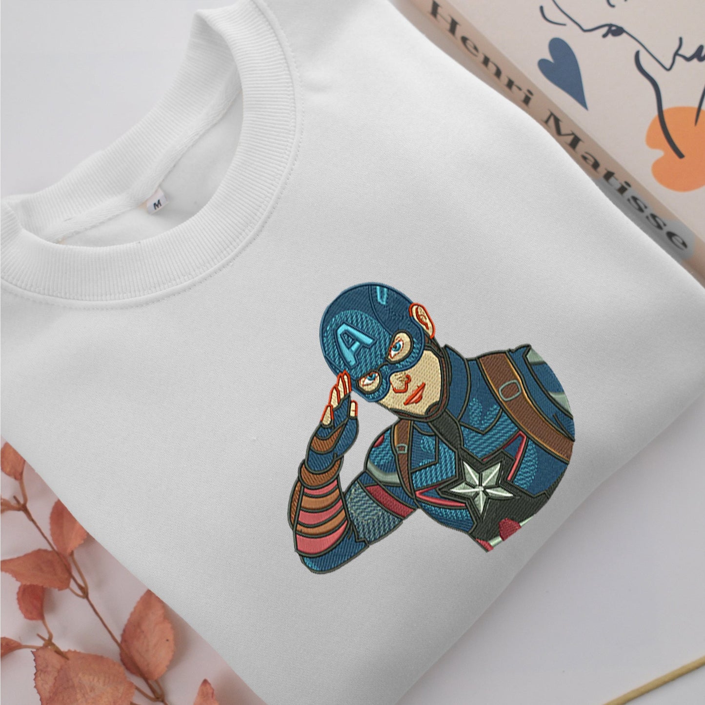 Captain America Half Embroidery, Disneyland Embroidered Sweatshirt, Movie Disney Inspired, Valentine's Day Gifts Idea For Him Her