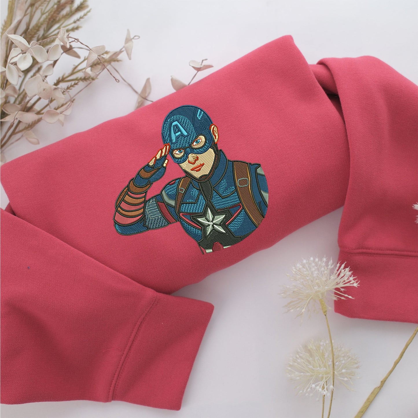 Captain America Half Embroidery, Disneyland Embroidered Sweatshirt, Movie Disney Inspired, Valentine's Day Gifts Idea For Him Her