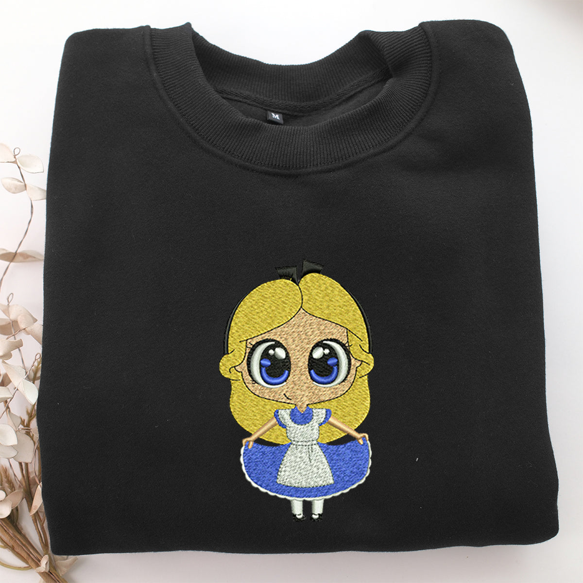 Chibi Alice Embroidery, Disneyland Embroidered Sweatshirt, Movie Disney Inspired, Valentine's Day Gifts Idea For Him Her