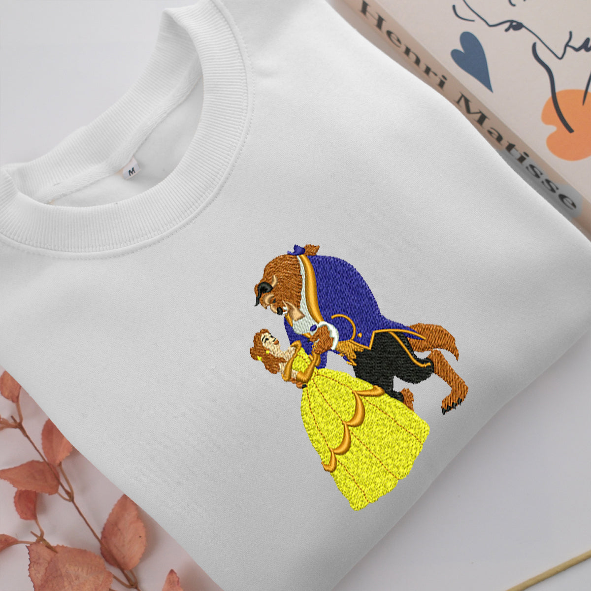 Beauty and The Beast Embroidery, Disneyland Embroidered Sweatshirt, Movie Disney Inspired, Valentine's Day Gifts Idea For Him Her