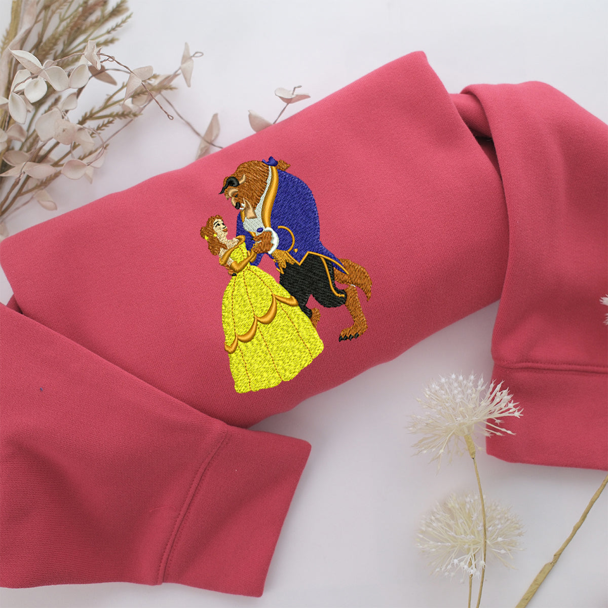 Beauty and The Beast Embroidery, Disneyland Embroidered Sweatshirt, Movie Disney Inspired, Valentine's Day Gifts Idea For Him Her
