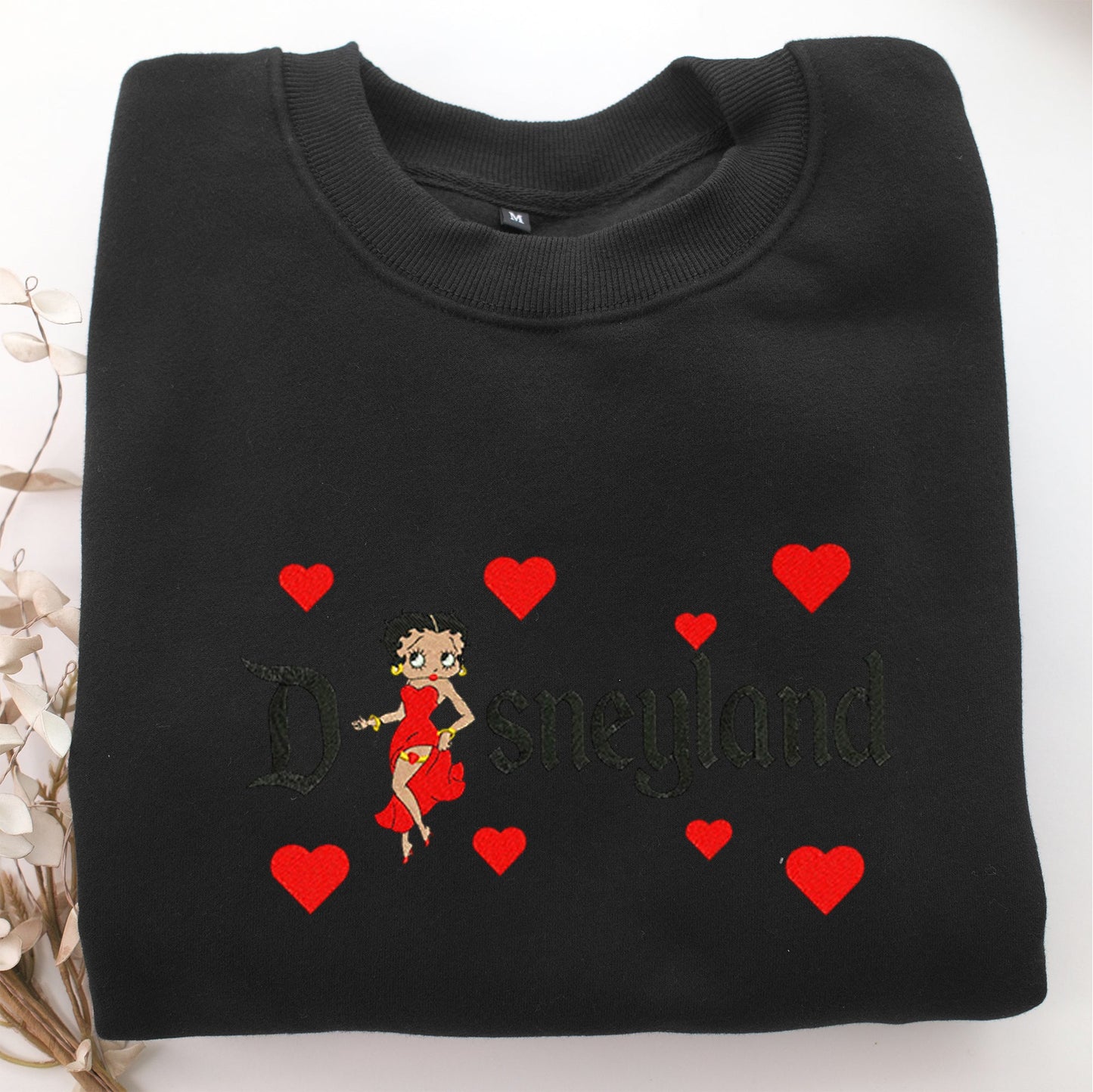 Betty Boop Disneyland Embroidery, Disneyland Embroidered Sweatshirt, Movie Disney Inspired, Valentine's Day Gifts Idea For Him Her